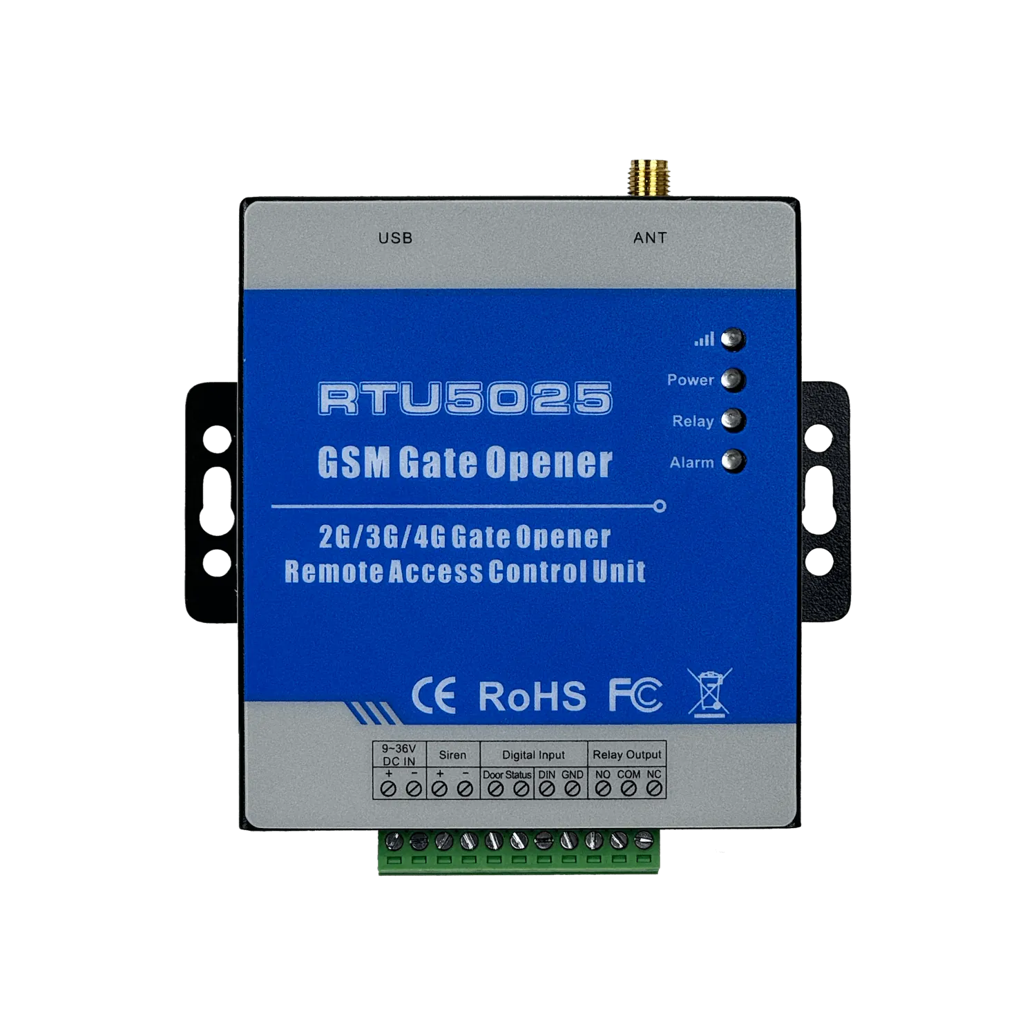 Controlador de Acceso 4G RTU-5025 1-SIM 2 Entradas NA/NC Sirena mini-USB 9-36VDC 5