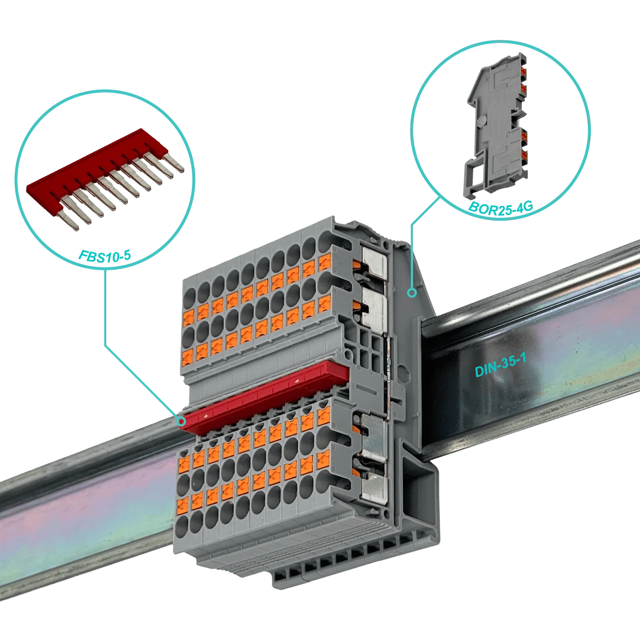 PHOENIX Borne Conexion-4 PT 0,2-2,5mm2 Riel-Din AWG28-14 Gris 2