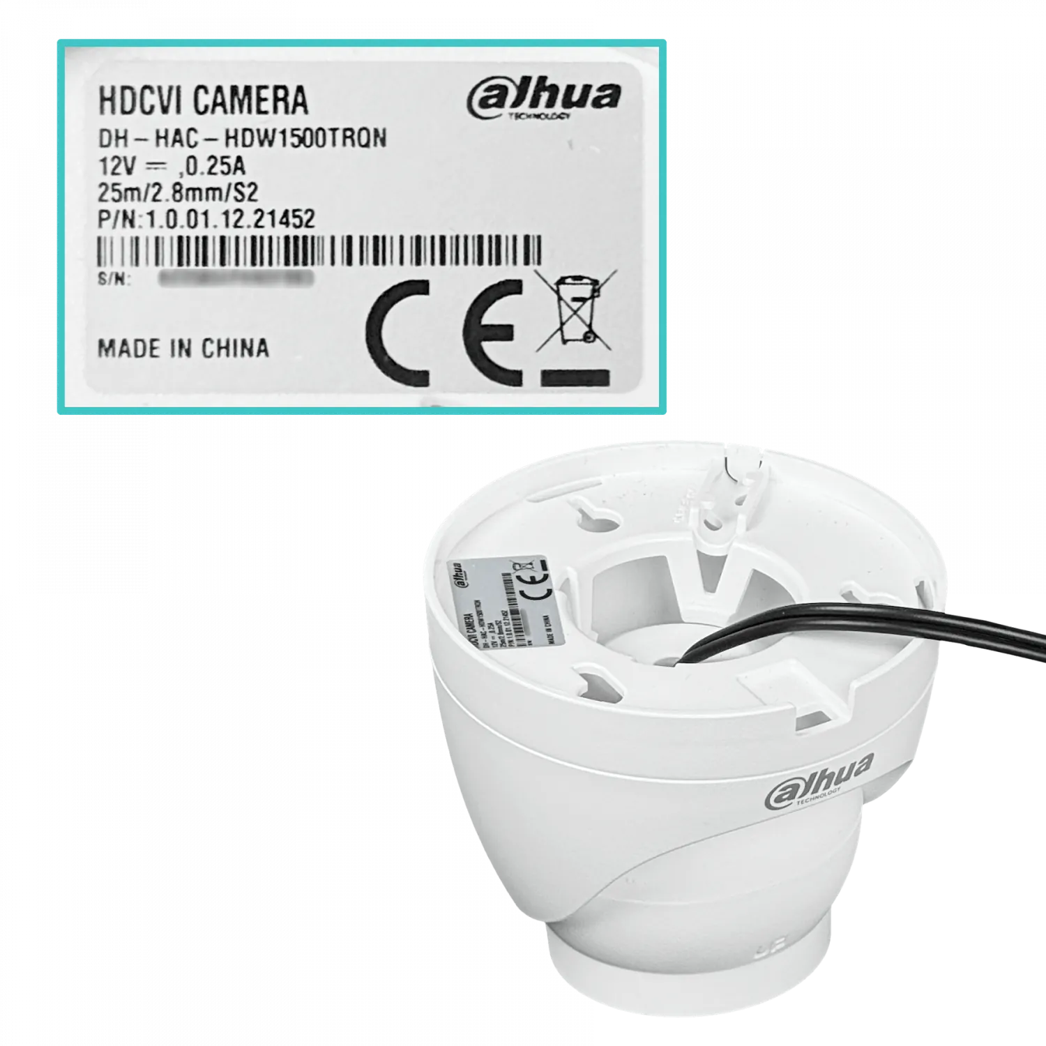 Camara Domo HDCVI Dahua 5MP 2.8mm IR25m IP50 HDW1500TRQN para interiores 6