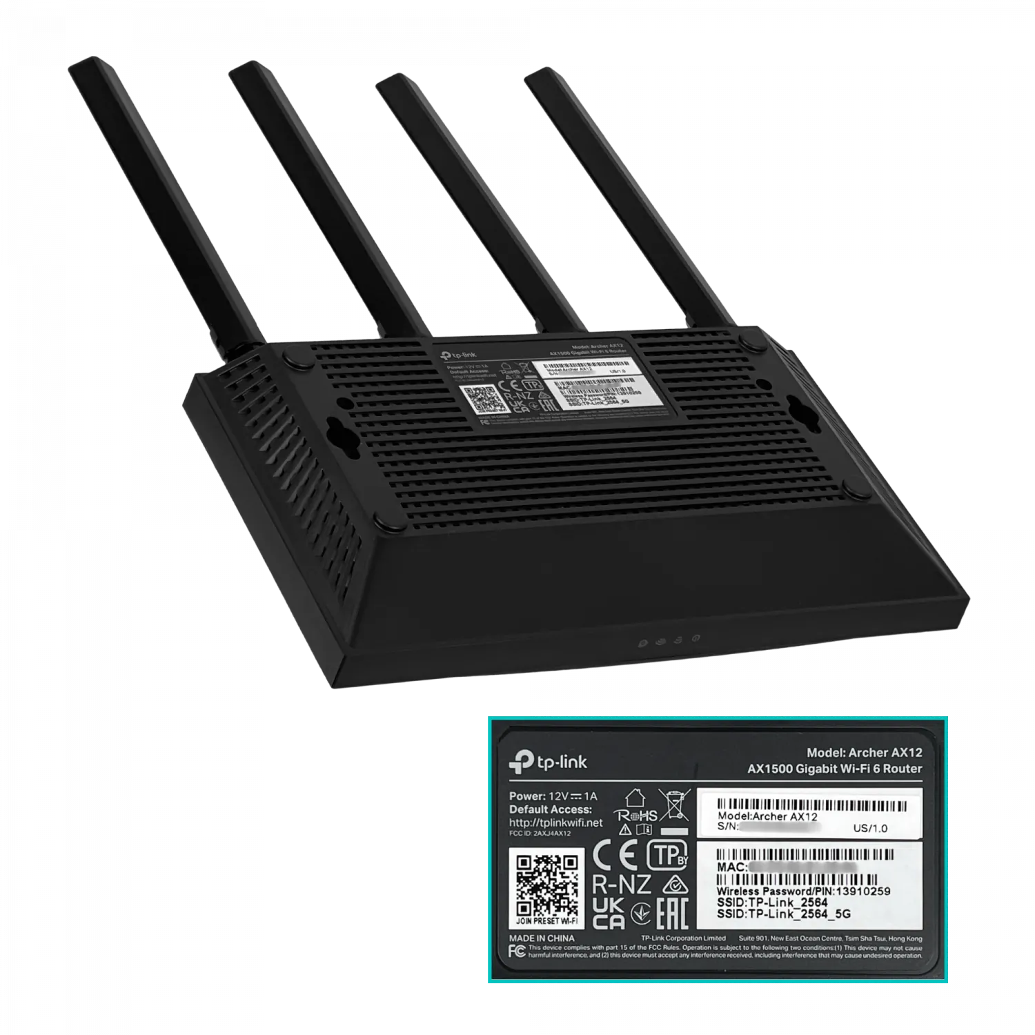Router WiFi6 TP-LINK Archer AX12 AX1500 Dual Band 1201+300Mbps 4 Antenas 3 LAN 1 WAN 4