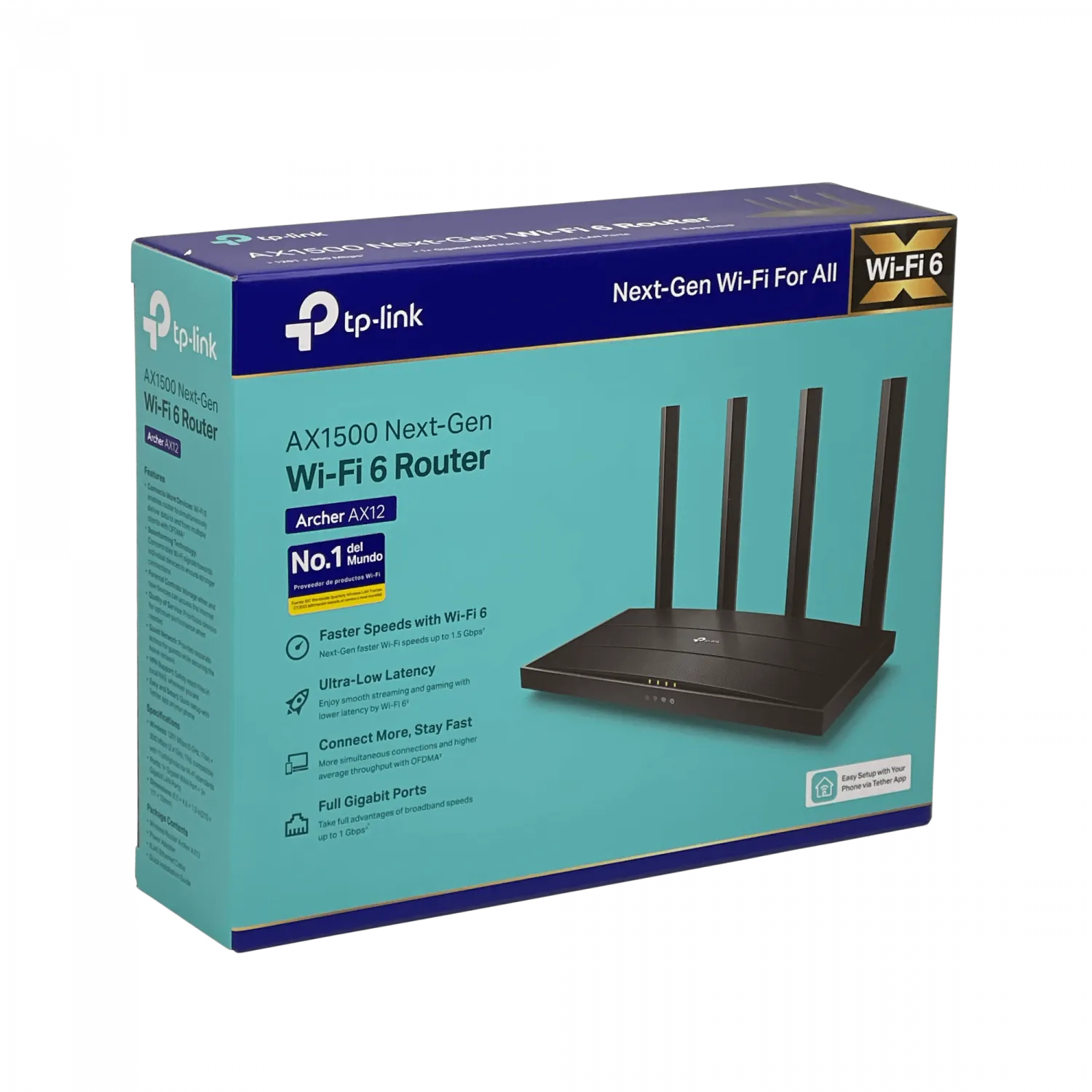 Router WiFi6 TP-LINK Archer AX12 AX1500 Dual Band 1201+300Mbps 4 Antenas 3 LAN 1 WAN 5