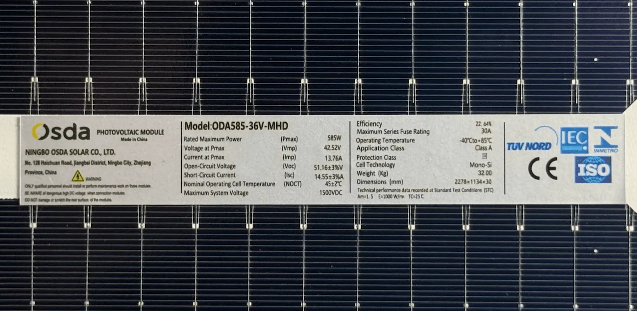 585W 42,5Vmp Monocristalino Bifacial MC4 Panel Fotovoltaico 144-Celda 4