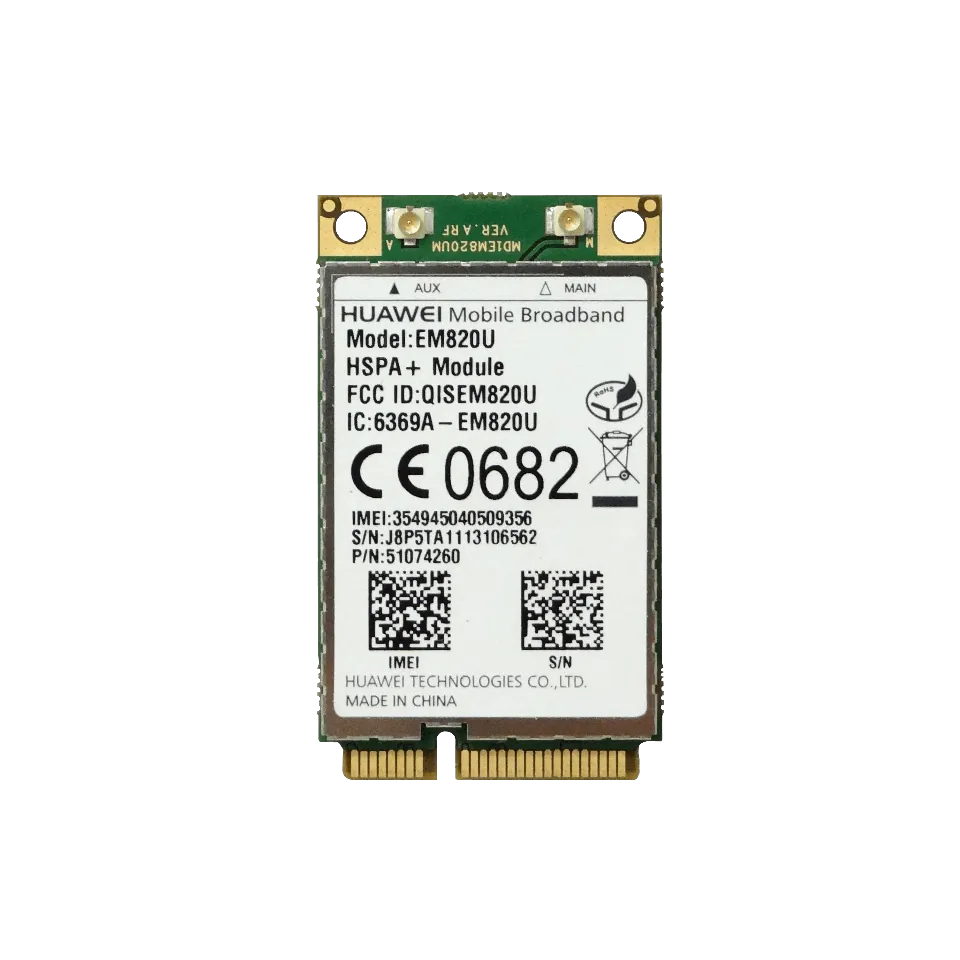 Tarjeta Mini PCIe Huawei EM820U HSPA+ 3G GSM 21Mbps c/U.FL y Soporte SIM 2