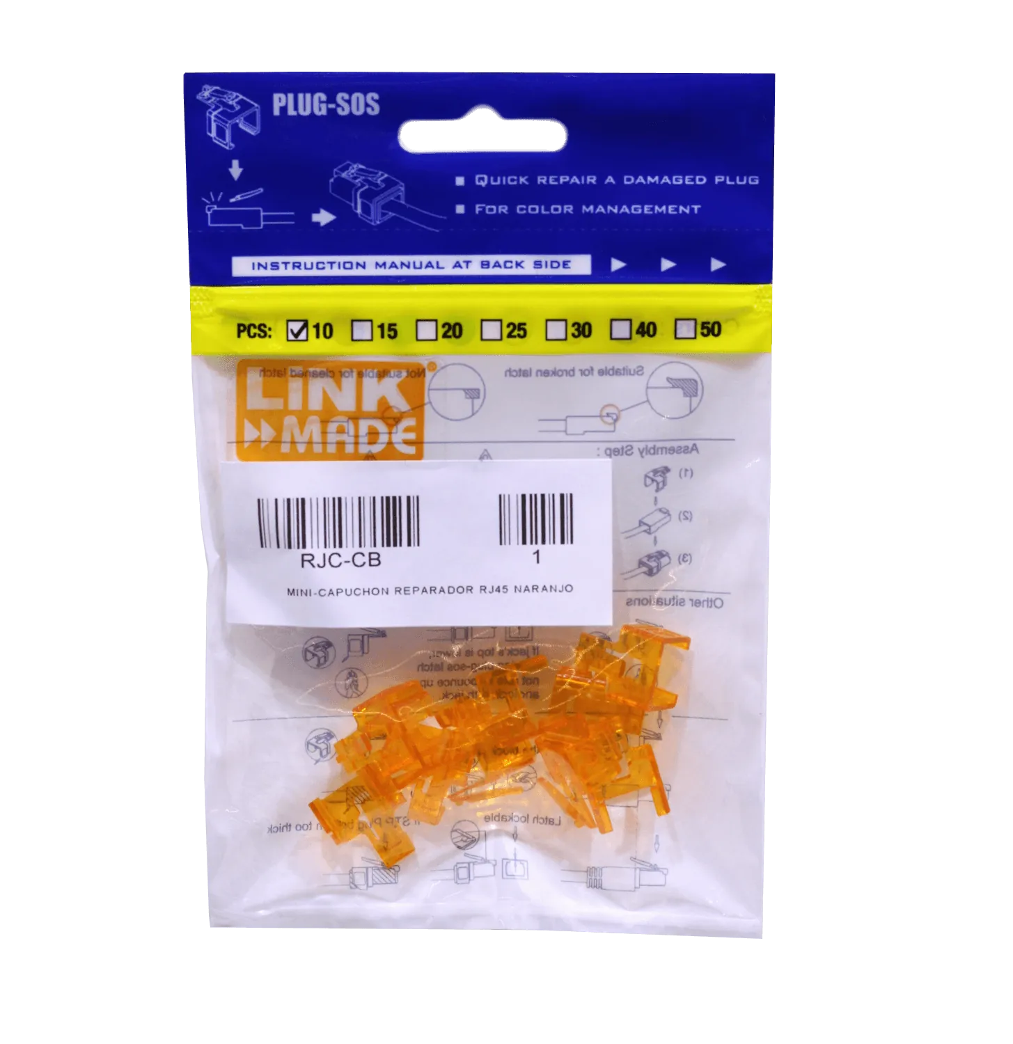Mini Capuchón Reparador LINKMADE Naranjo RJ45 Bolsa 10u 2