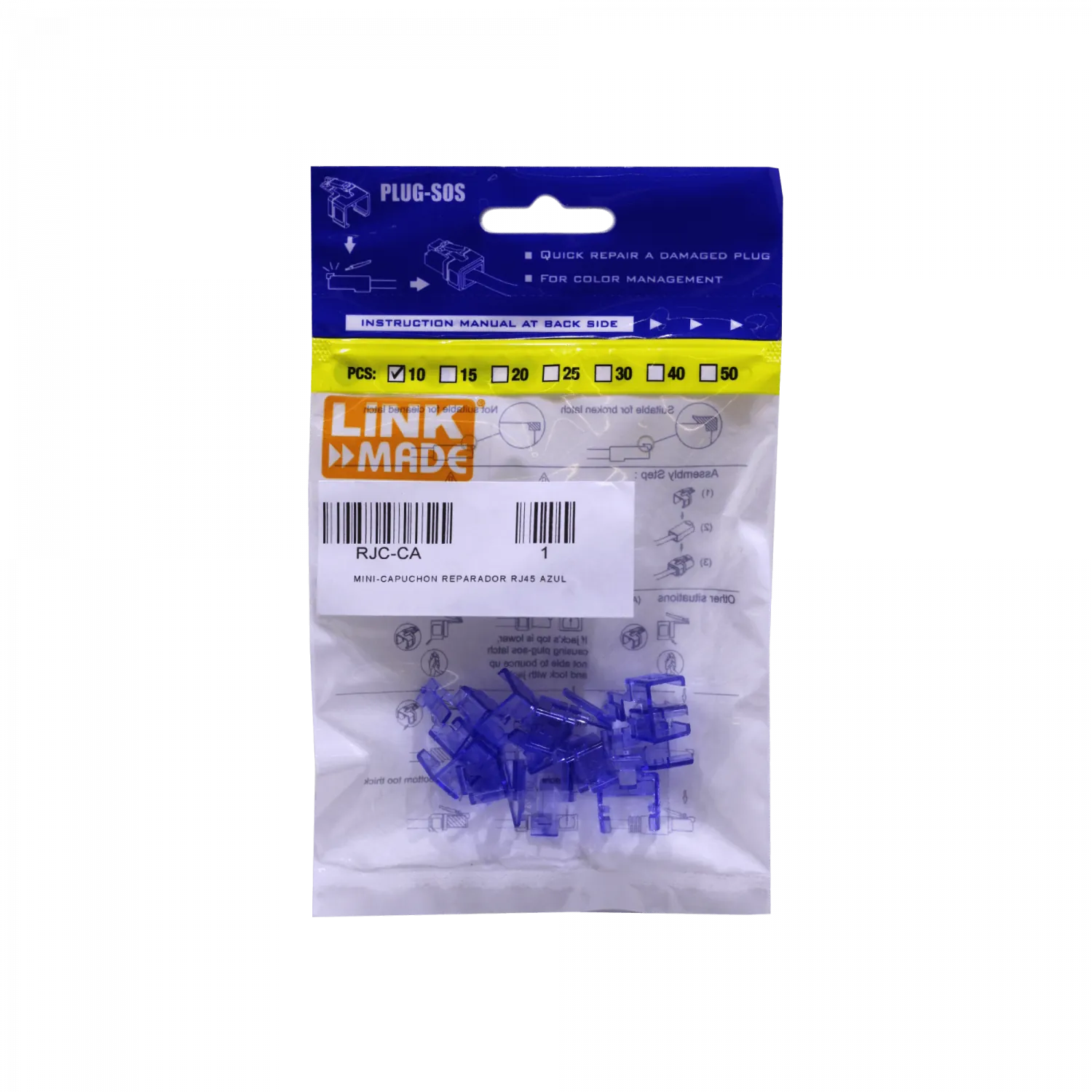 Mini Capuchón Reparador LINKMADE Azul RJ45 Bolsa 10u 2