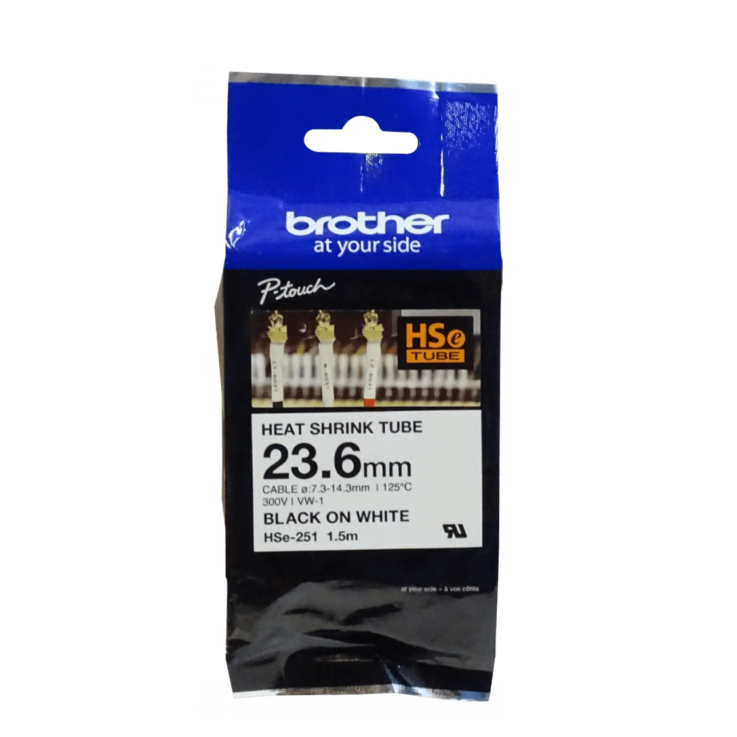 Cinta termoretractil Brother HSE-251 24mm negro en blanco 15m 3