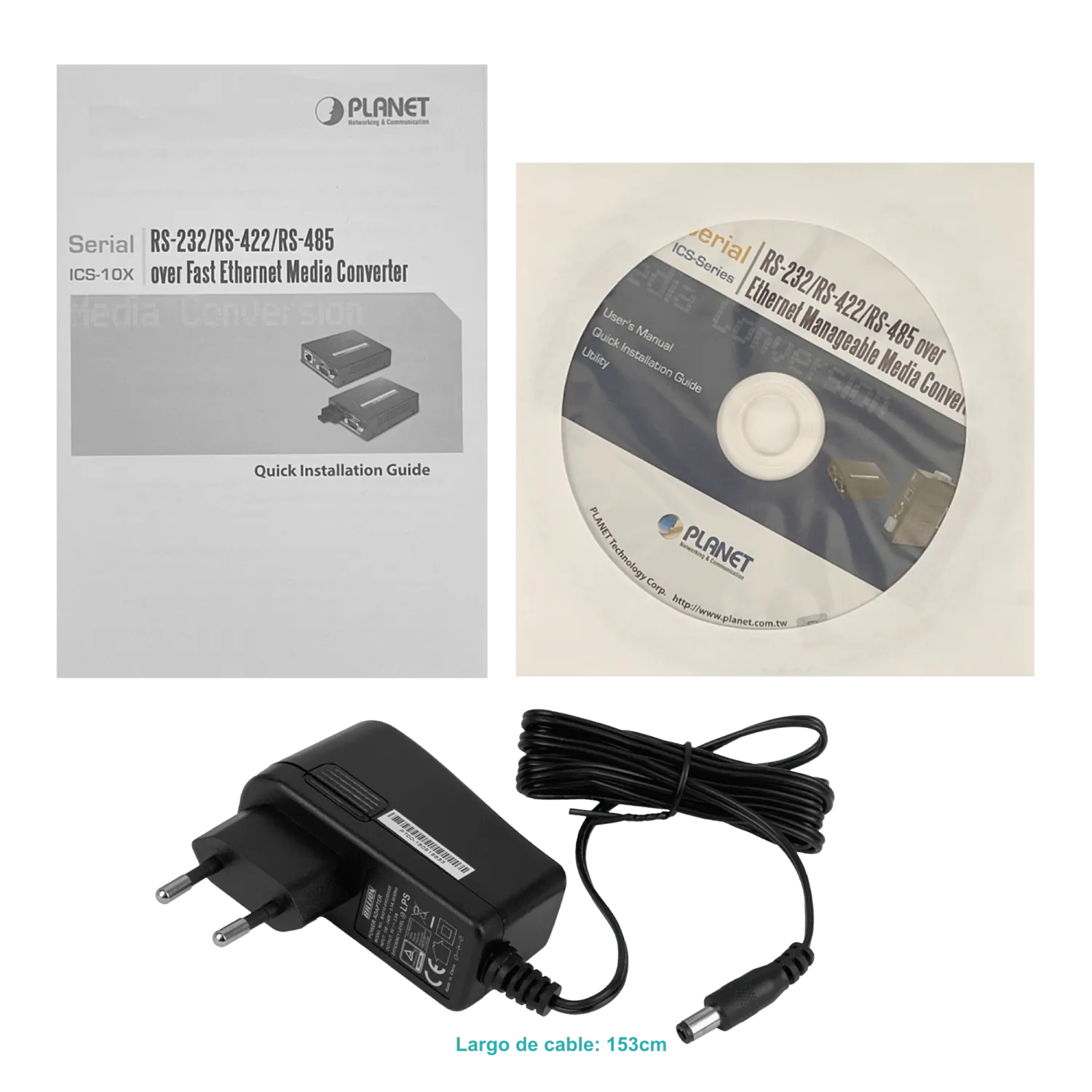 PLANET 1-SFP-100 1-DB9-M RS232 RS422 RS485 5VDC Convertidor Ethernet 7