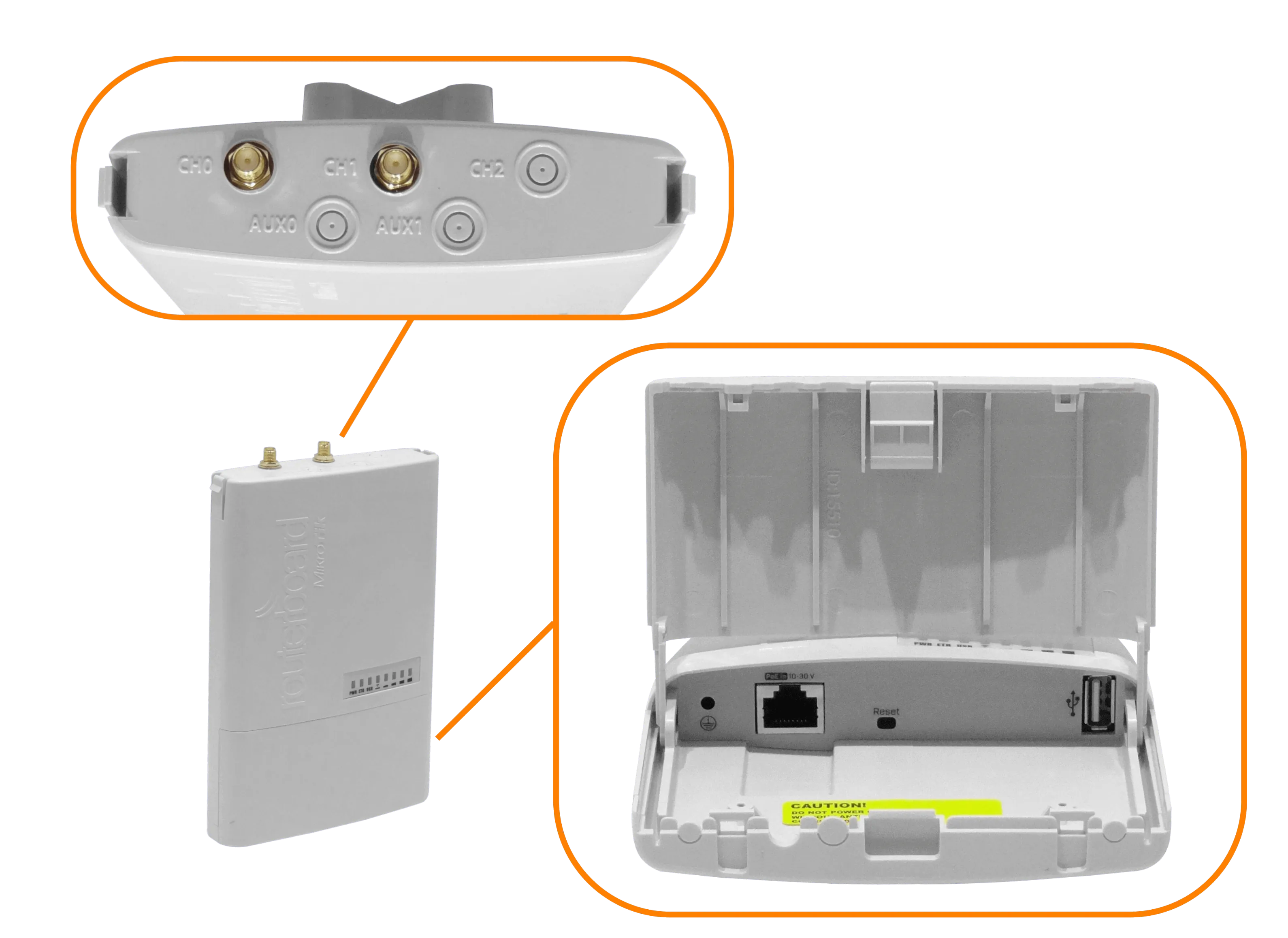Punto de Acceso Exterior MikroTik BaseBox 6 - 6 GHz, Alta Potencia, Gigabit Ethernet 4
