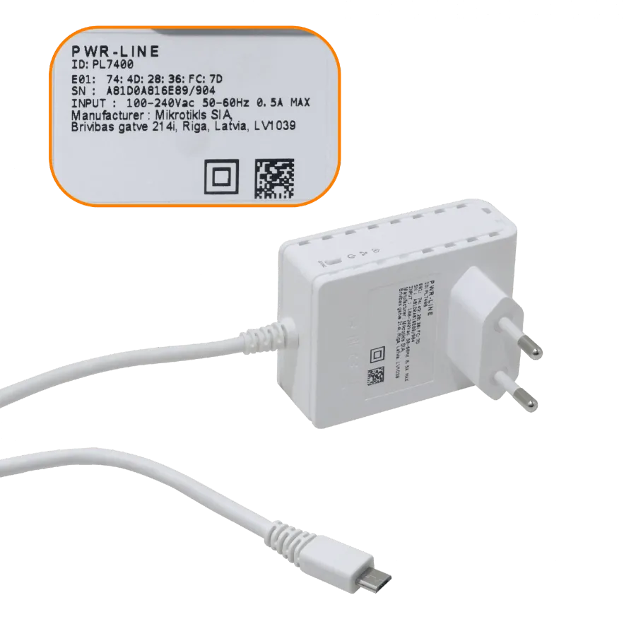 Adaptador de Corriente MikroTik PWR-LINE EU con Funcionalidad PWR-LINE para Routers con microUSB 6