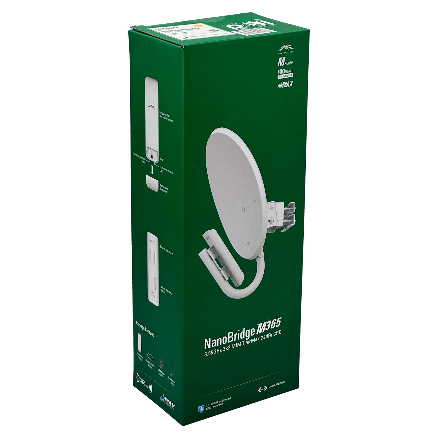Antena Punto a Punto Ubiquiti NanoBridge M NBM365 - 3.65 GHz, 150 Mbps, Tecnología airMAX 3