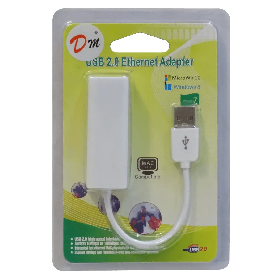 Adaptador USB 2.0 a Ethernet LAN RJ45 100Mbps Chipset 9700 2