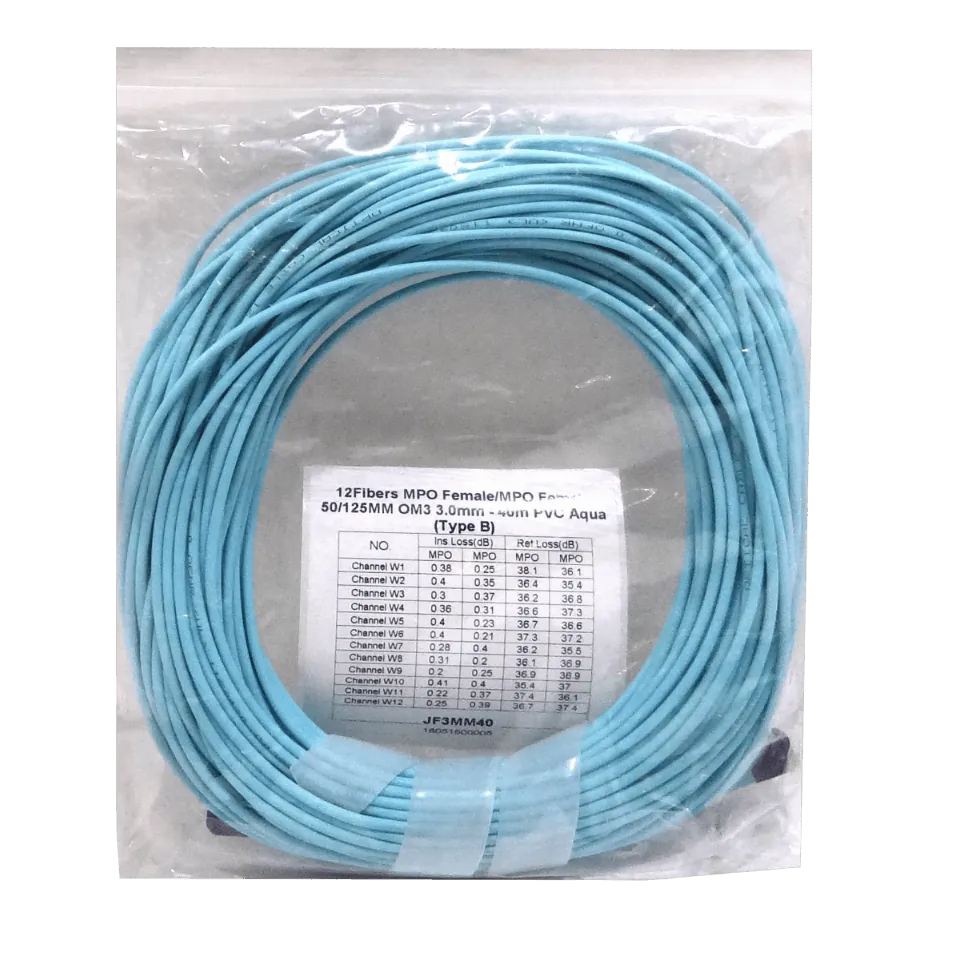 40mt MPO-MPO 12-Fibras Type-B OM3 Multimodo MM Jumper Fibra LSZH 4