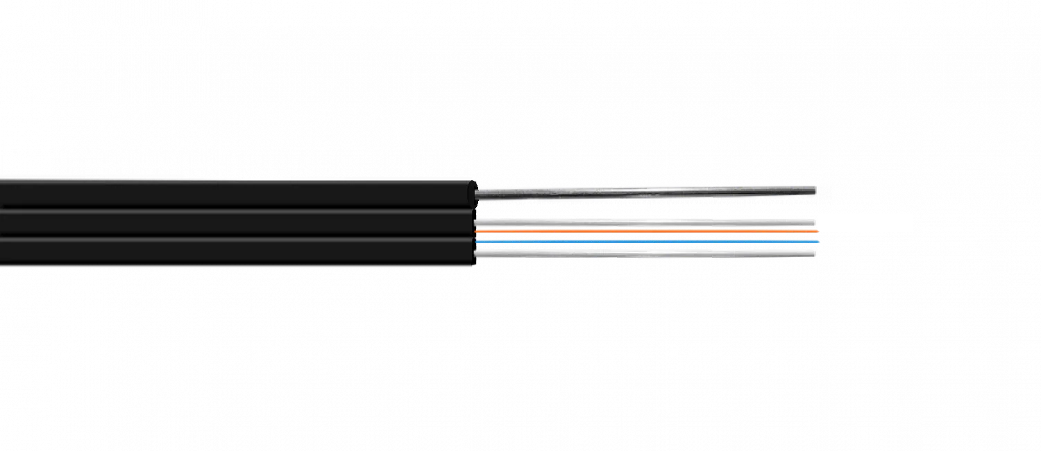 Cable de Fibra Óptica Monomodo 2 Fibras G652D LSZH Drop Negro con Portante de 1mm y 2 FRP - CFSQ2N 4