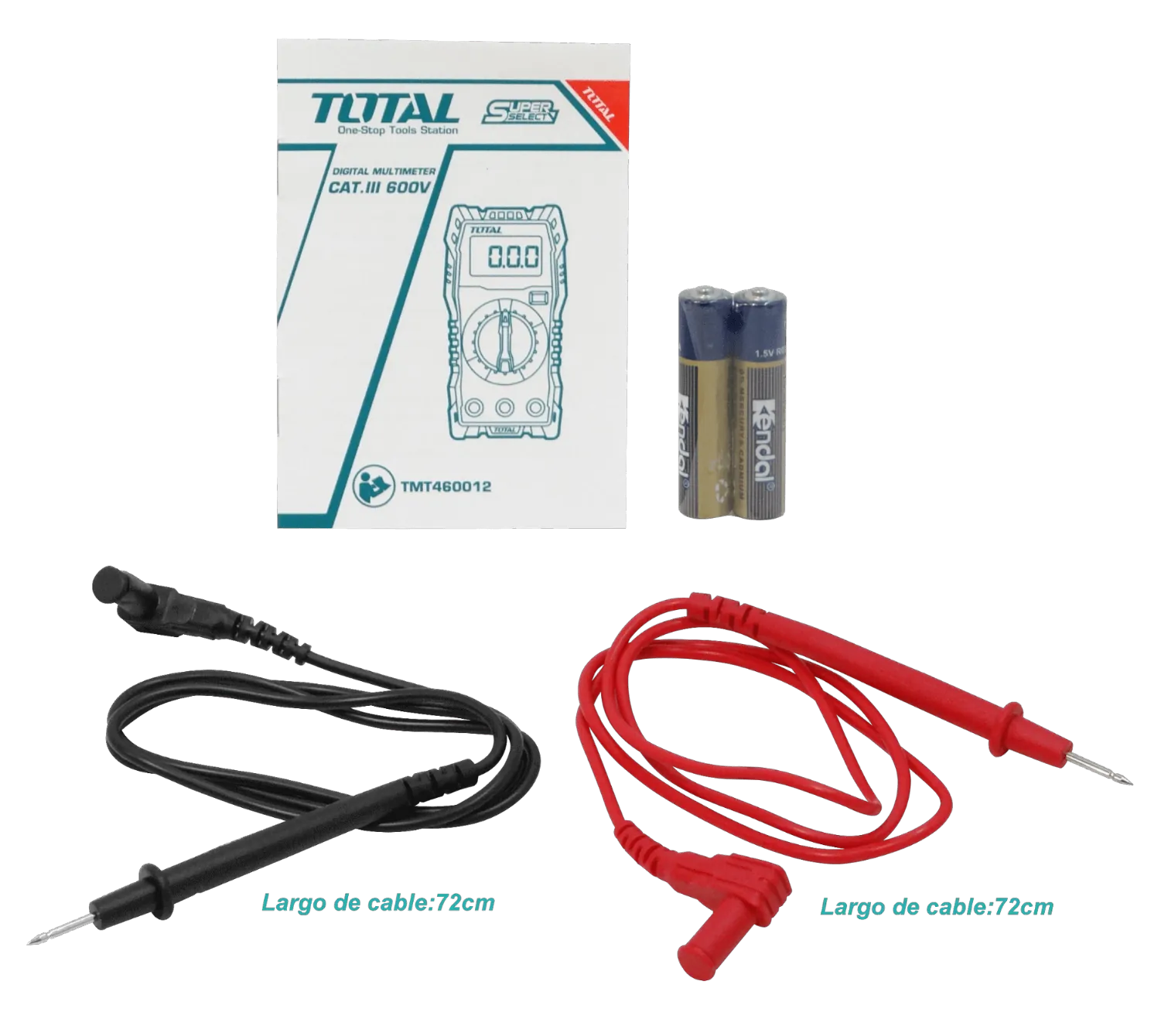 TOTAL Multitester Digital req-2xAAA 600VDC 600VAC CATIII 10A TMT460012 4