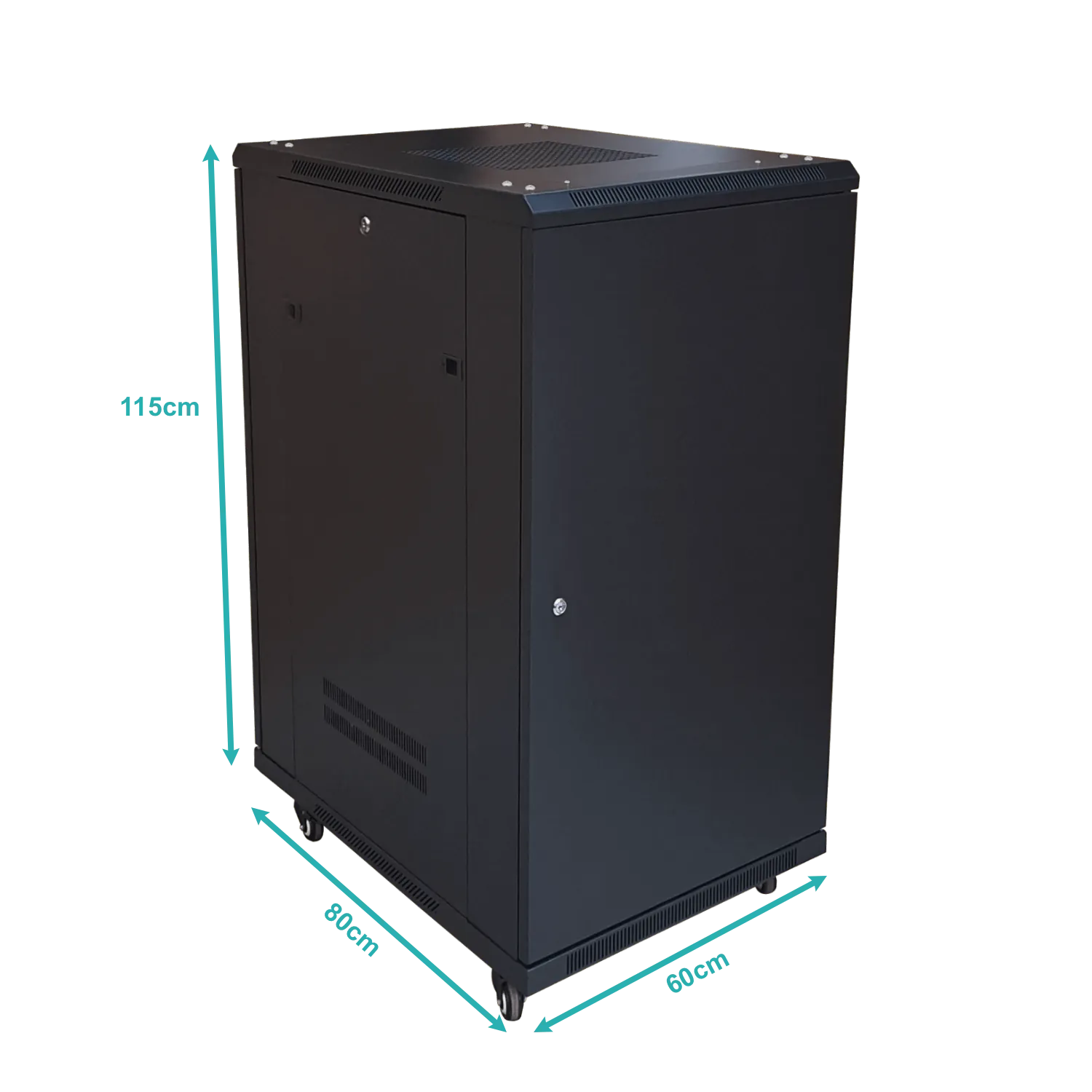 Rack 22U Ciego Fondo-80cm Ancho-19pulg Piso Ruedas Bandeja PDU 3