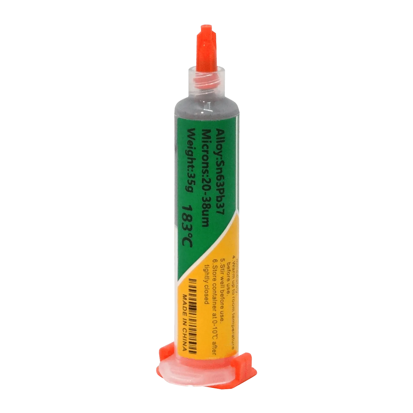Jeringa de Pasta de Soldadura Sn63Pb37, 35g, 183°C, 20-38m, Doble Punta 4