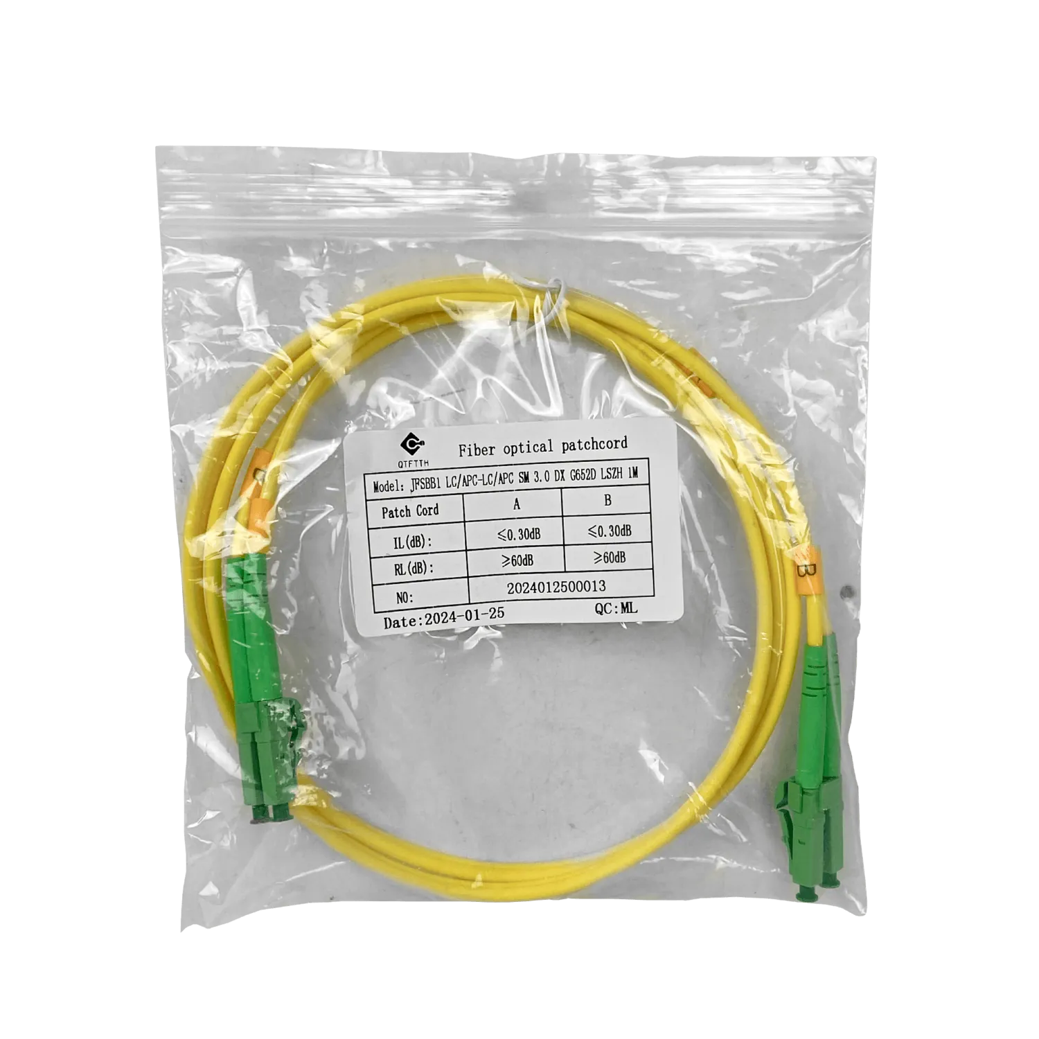 1mt SM LC/APC-LC/APC MonoModo SM Duplex Jumper Cable Fibra 3.0mm 9/125 2