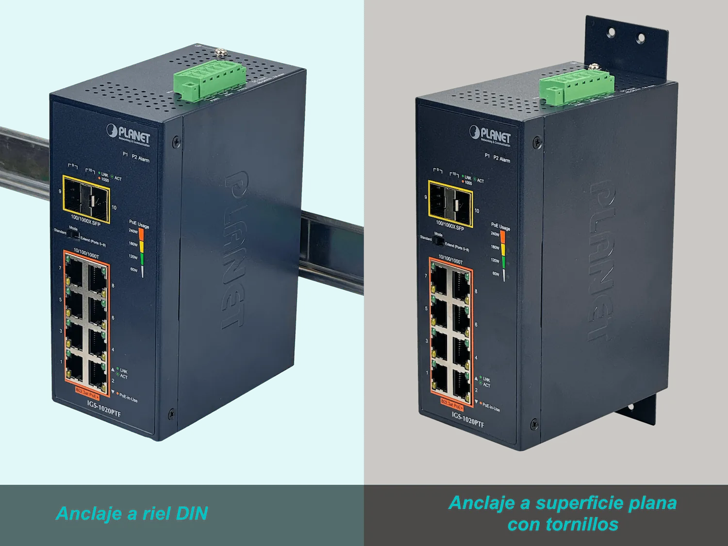 Switch Industrial PLANET IGS-1020PTF-12V - 8 Puertos Gigabit PoE+ y 2 Puertos SFP 3
