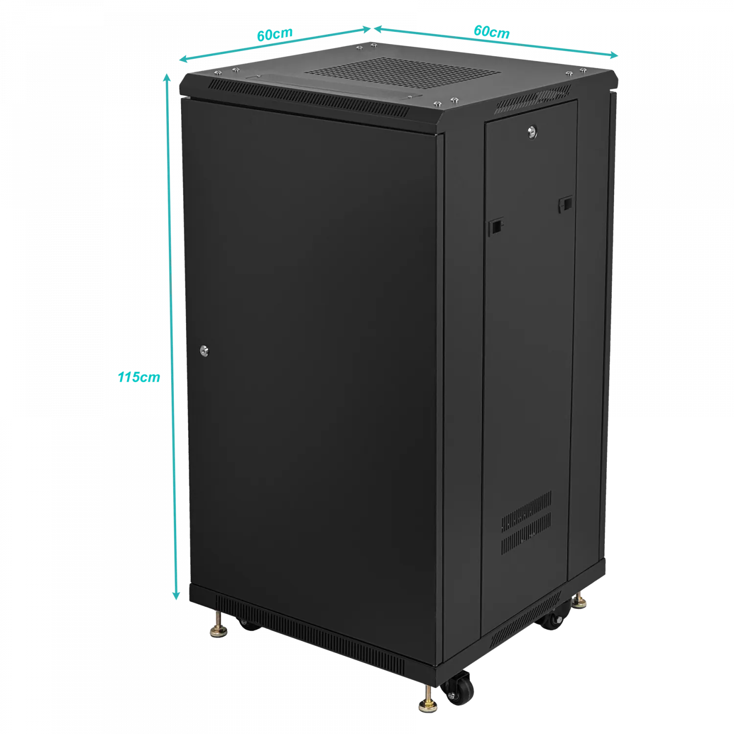 Gabinete Rack LINKMADE RK22-6LD 22U 60cm de Fondo Desarmado con Ventilador y PDU - Negro 2