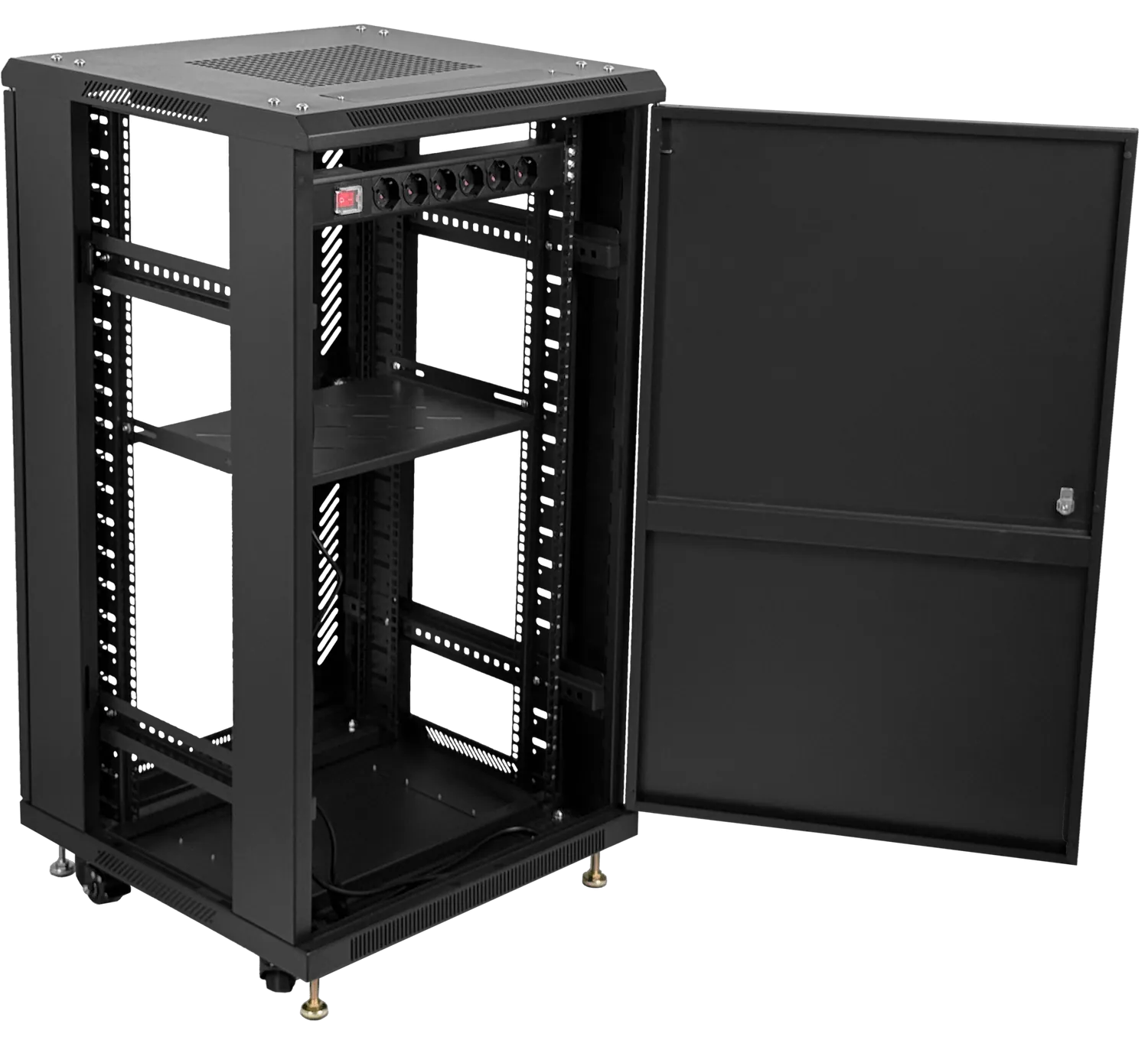 Gabinete Rack LINKMADE RK22-6LD 22U 60cm de Fondo Desarmado con Ventilador y PDU - Negro 6