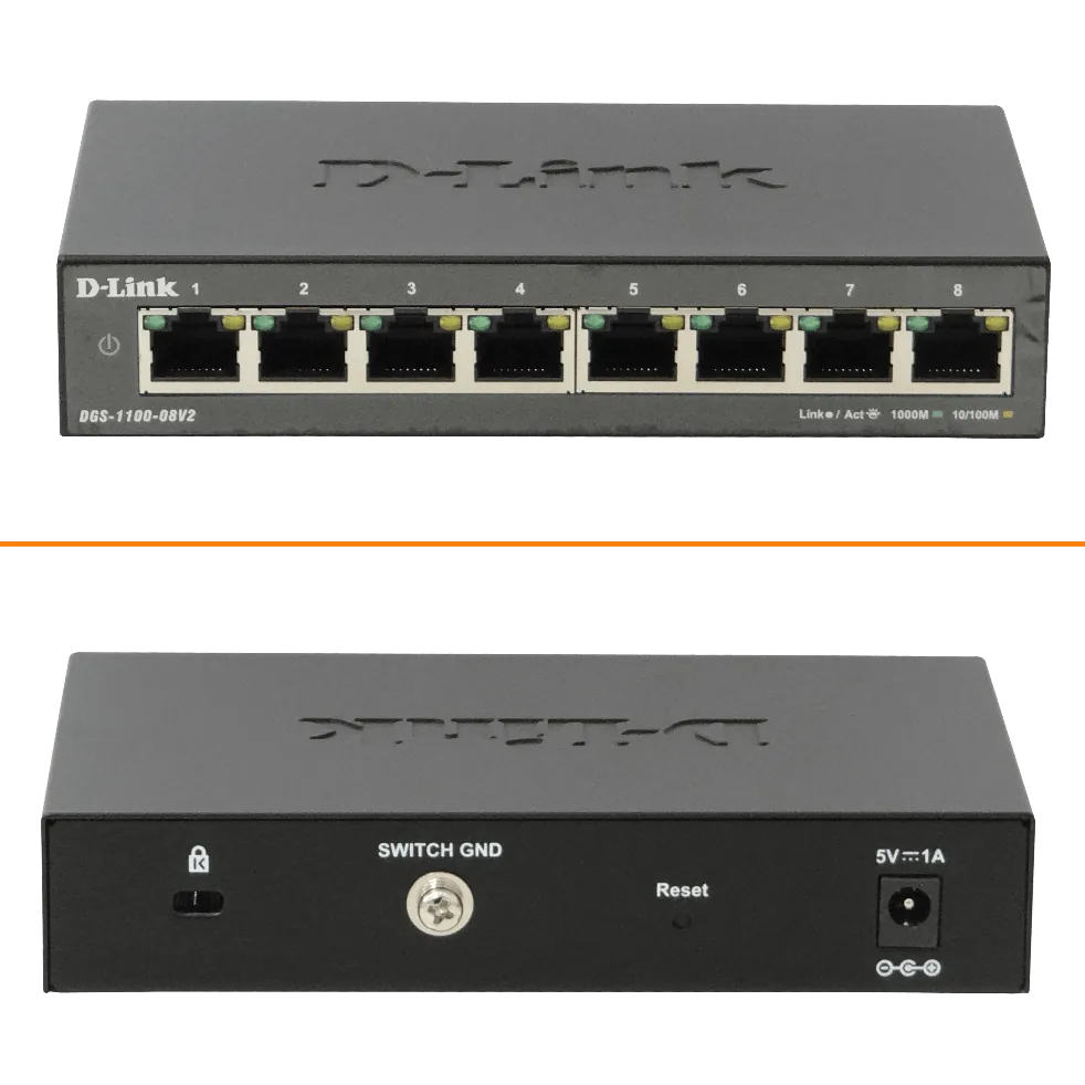 Switch 8 Puertos D-Link DGS-1100-08, Gigabit 1000Mbps, LAN RJ-45, Gestión Web, QoS, VLAN 3
