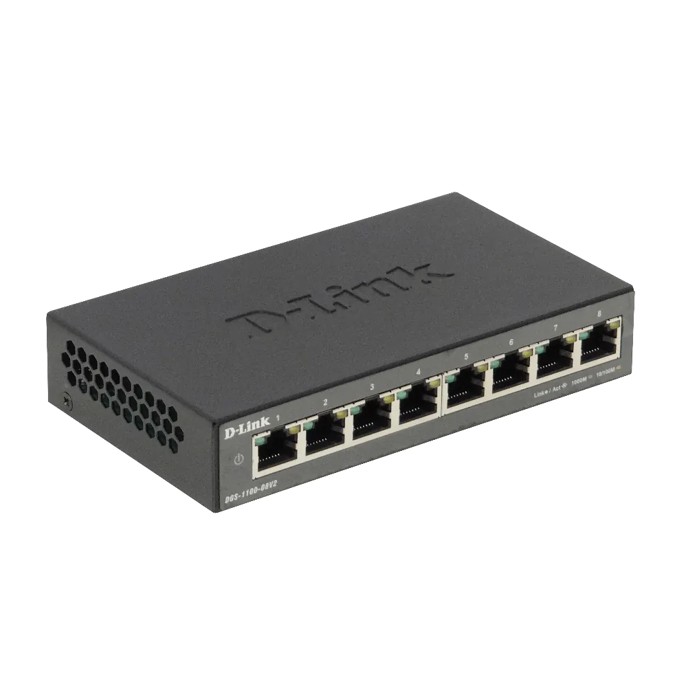Switch 8 Puertos D-Link DGS-1100-08, Gigabit 1000Mbps, LAN RJ-45, Gestión Web, QoS, VLAN 5