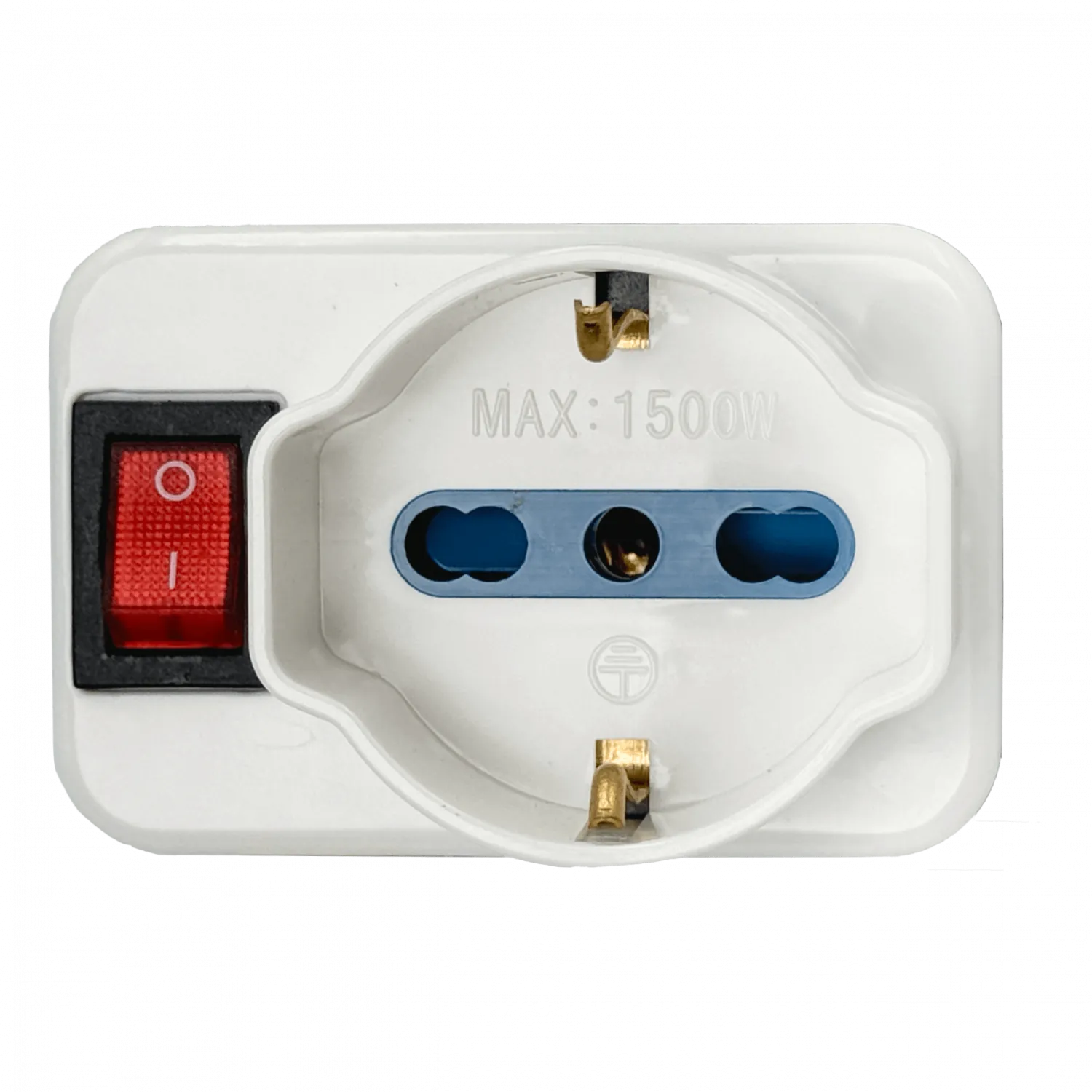 Triple Schuko / IH a IM, 6 A, 250 V, 1500 W, con interruptor piloto, ELG-3KS 3