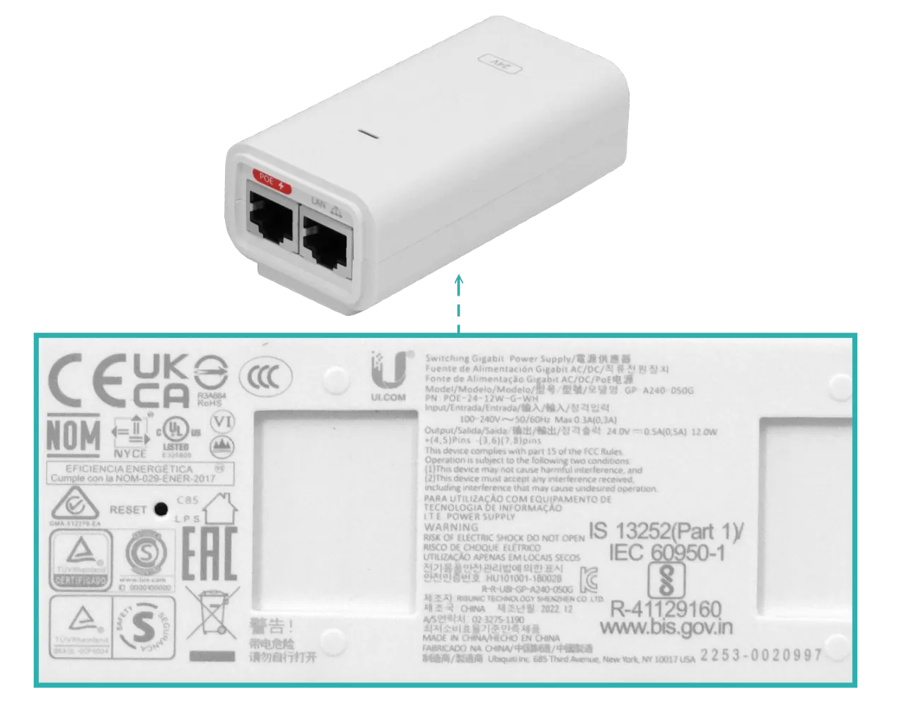 UBIQUITI 1un 2x2 867mbps-5Ghz 300-2,4GHz 3dBi inc-PoE24V 1-1000 AC1200 3