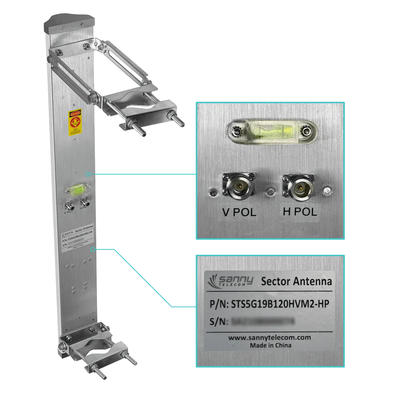 Antena sectorial Sanny SEC-5G19-120 19dBi 120 grados 5GHz 2xN hembra 4900-5850MHz 5