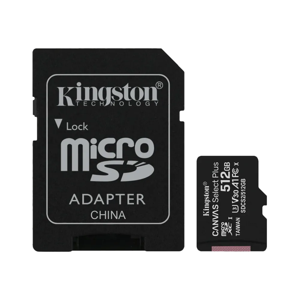KINGSTON 512GB MicroSD c/Adaptador-SD 100/85mb/s Class10 UHS-I U3 V30 2