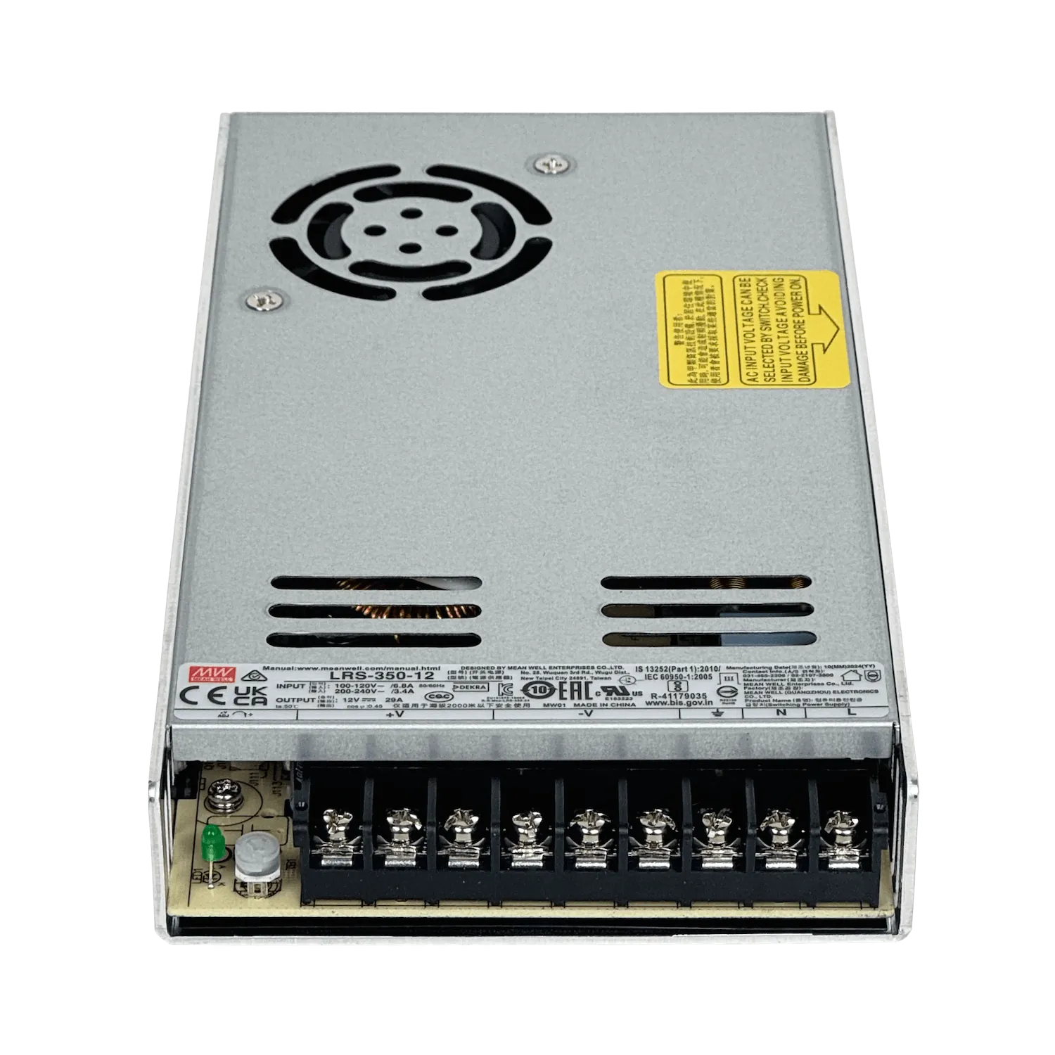 Fuente de poder MEAN WELL LRS-350-12, 350 W, 12 V, 29 A, ajustable, carcasa metálica con ventilador 2