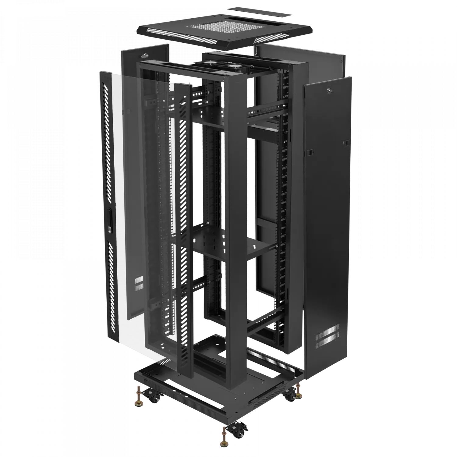 Gabinete Rack LINKMADE RK32-6LD 32U 60cm de Fondo Desarmado con Ventilador y PDU - Negro 5