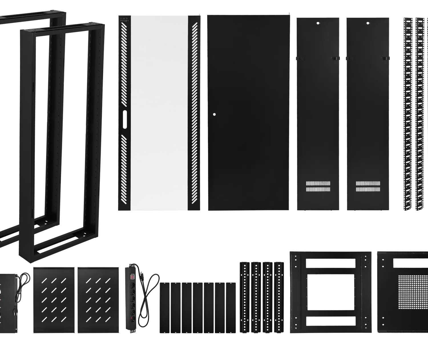 Gabinete Rack LINKMADE RK32-6LD 32U 60cm de Fondo Desarmado con Ventilador y PDU - Negro 10