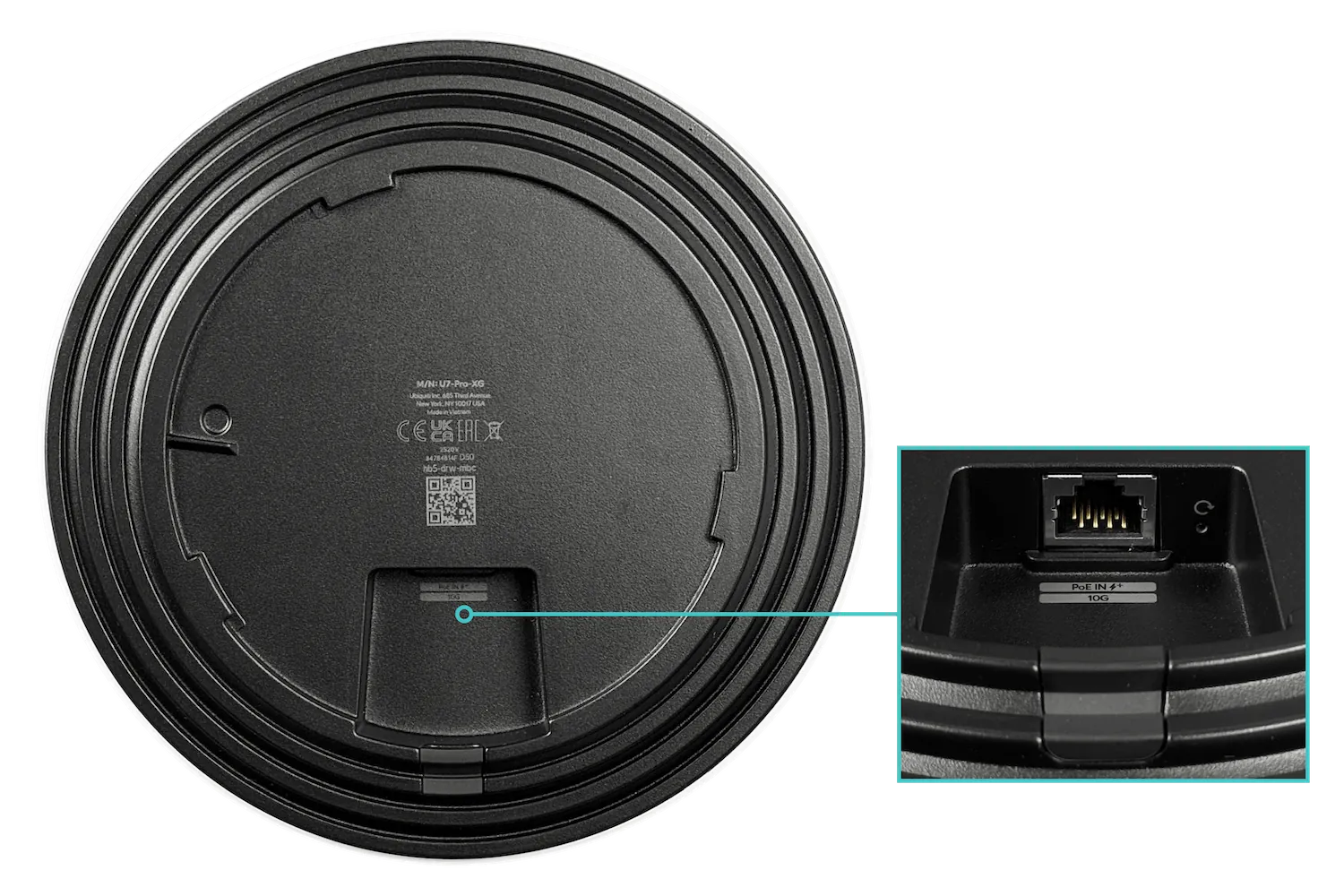 Punto de acceso WiFi 7 tribanda con puerto 10 GbE Ubiquiti U7-Pro-XG, PoE+ (802.3at) 3