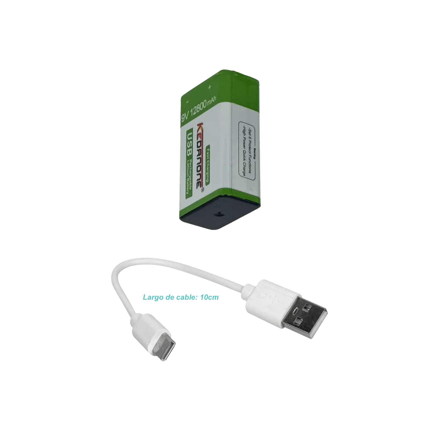 PHILCO 9V 12800mAH Recargable-USB-C Litio Pila/Bateria 3