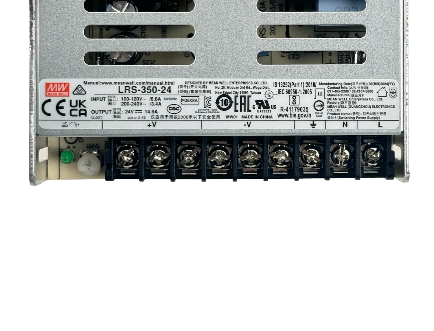MEANWELL 350,4W 15V 23,2A Open-Frame Fuente-Poder 100-240VAC Ajustable 4