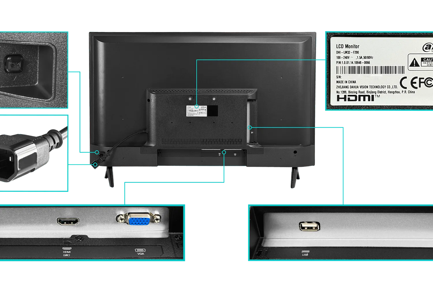 Monitor LED Dahua DHI-LM32-F200 de 32