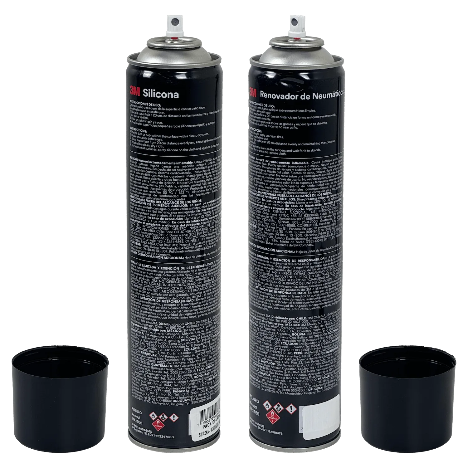 Kit de Limpieza 3M Spray 480ml Silicona y Renovador de Neumático - 1 Pack 3
