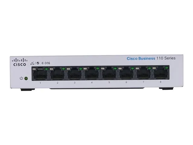 Switch Cisco Gigabit Ethernet Business 110, 8 P 10/100/1000Mbps, 16 Gb/s, No Administrable 2