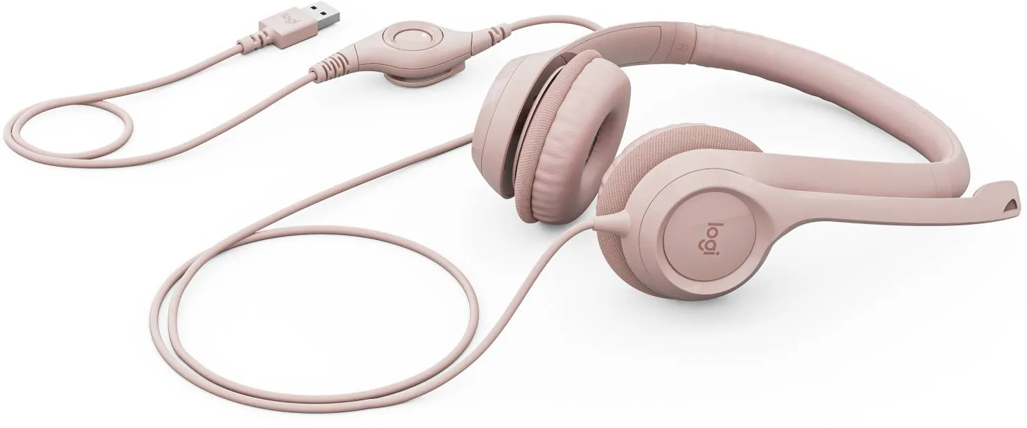 Audífonos con Micrófono Logitech H390, Micrófono c/ Supresión de Ruido, Rosado 2
