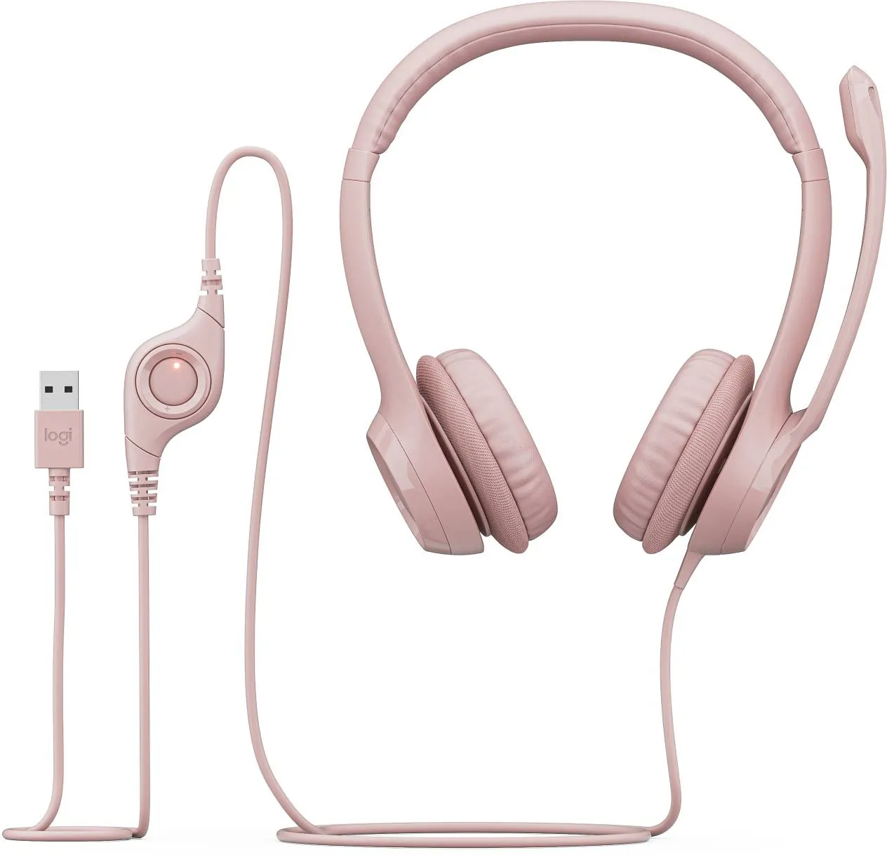 Audífonos con Micrófono Logitech H390, Micrófono c/ Supresión de Ruido, Rosado 5