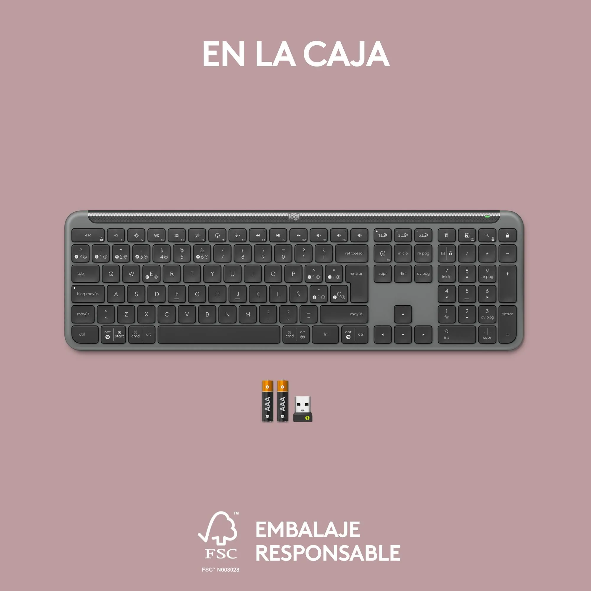 Teclado Inalámbrico Logitech Signature Slim Keyboard K950, Receptor USB Logi Bolt 11