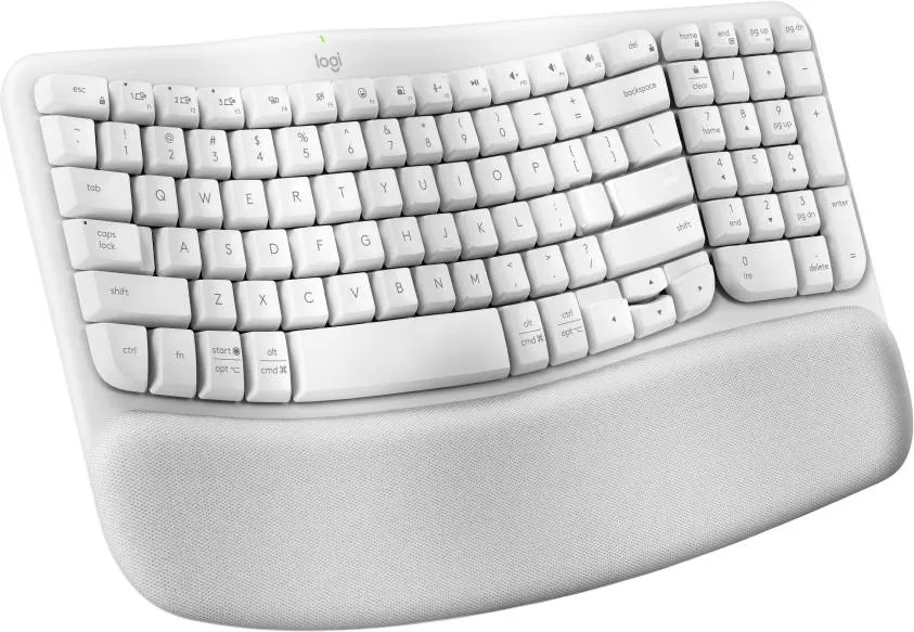 Teclado Ergonómico Inalámbrico Logitech WAVE KEYS, reposamanos acolchado, Blanco Crudo 3
