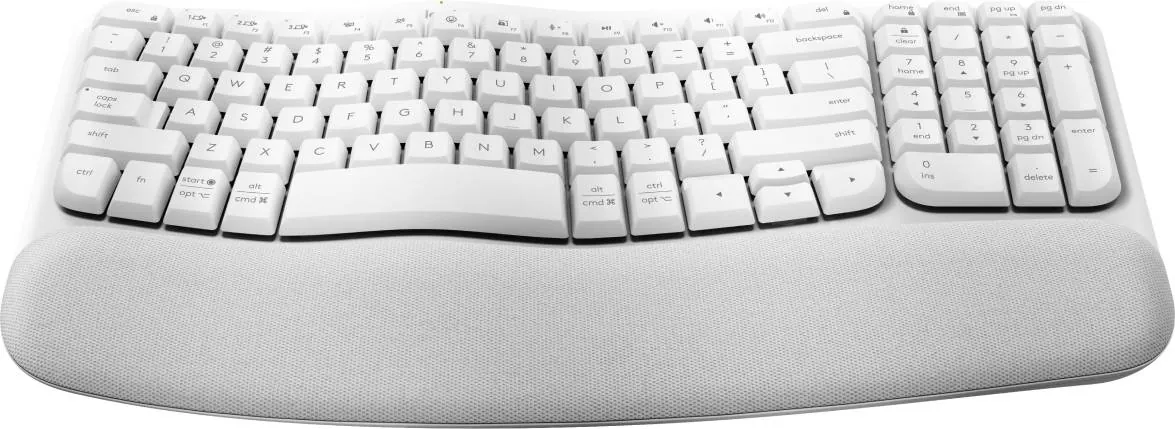 Teclado Ergonómico Inalámbrico Logitech WAVE KEYS, reposamanos acolchado, Blanco Crudo 2