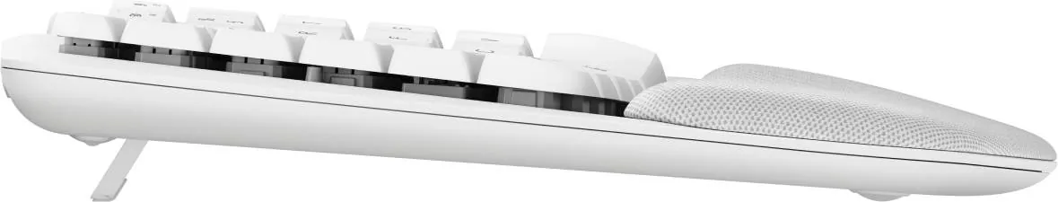 Teclado Ergonómico Inalámbrico Logitech WAVE KEYS, reposamanos acolchado, Blanco Crudo 6