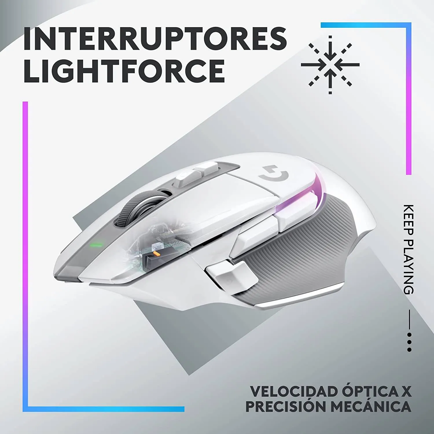 Mouse Gamer Inalámbrico Logitech G502 X Plus, 13 Botones, 25600 DPI, Blanco 8