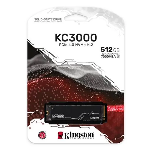 Unidad SSD Kingston KC3000, 512GB, M.2 2280, NVMe PCIe 4.0 x4, Lectura 7000MB/s Escritura 3900MB/s 4
