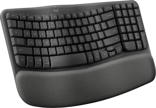 Teclado Ergonómico Inalámbrico Logitech WAVE KEYS, reposamanos acolchado, Grafito 5