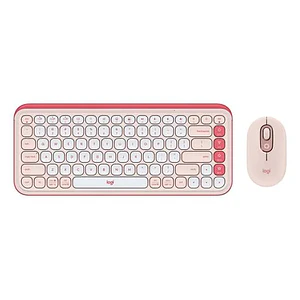 Kit Teclado y Mouse Inalámbricos Logitech POP Icon Combo - Rosado y Blanco Crudo Español (QWERTY)