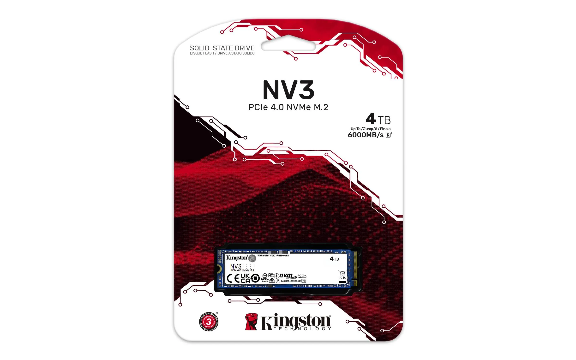 Unidad SSD Kingston NV3 PCIe 4.0 NVMe 4TB - M.2 2280, Lectura 6000MB/s, Escritura 5000MB/s 5